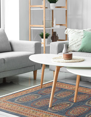 Blue 2' 7 x 10' Fars Runner Area Rug 100% Polypropylene Unique Traditional Carpet for Classical Living, Dining Room & Office Spaces for Sale at Rug Engine