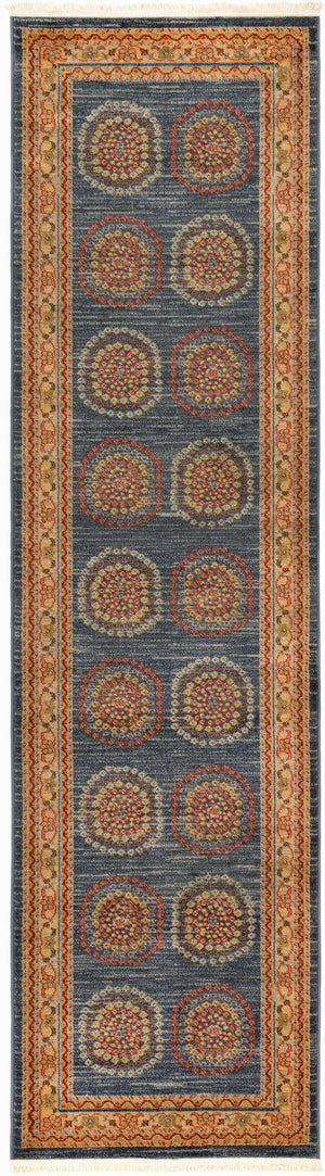 Blue 2' 7 x 10' Fars Runner Area Rug 100% Polypropylene Unique Traditional Carpet for Classical Living, Dining Room & Office Spaces for Sale at Rug Engine