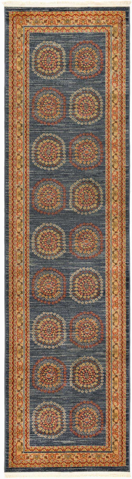 Blue 2' 7 x 10' Fars Runner Area Rug 100% Polypropylene Unique Traditional Carpet for Classical Living, Dining Room & Office Spaces for Sale at Rug Engine