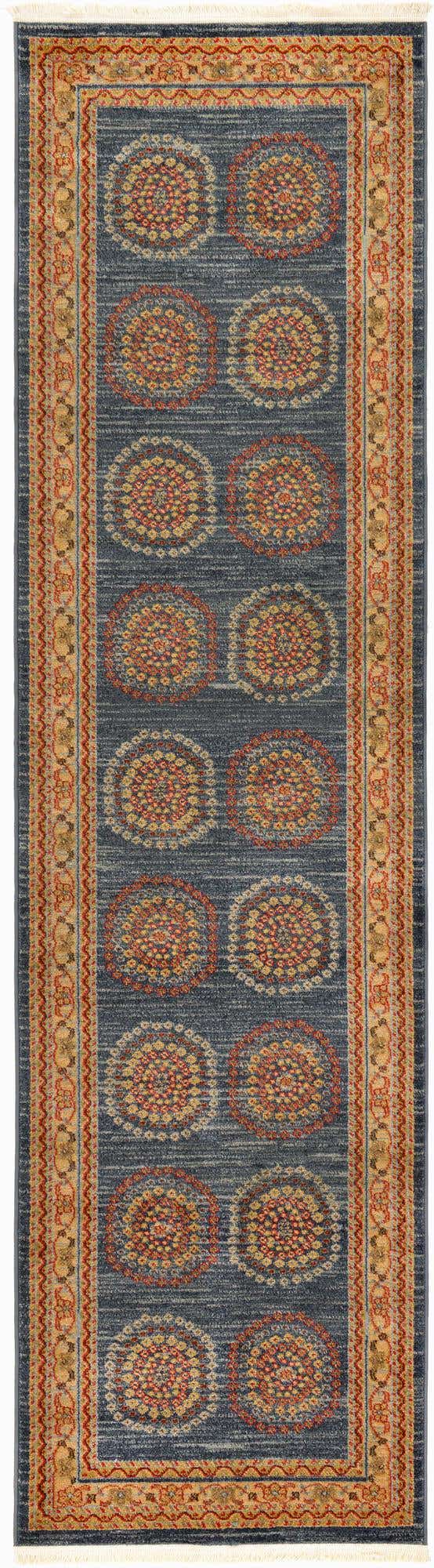 Blue 2' 7 x 10' Fars Runner Area Rug 100% Polypropylene Unique Traditional Carpet for Classical Living, Dining Room & Office Spaces for Sale at Rug Engine