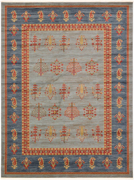 Light Blue 9' x 12' Fars Rectangle Area Rug 100% Polypropylene Unique Traditional Carpet for Classical Living, Dining Room & Office Spaces for Sale at Rug Engine
