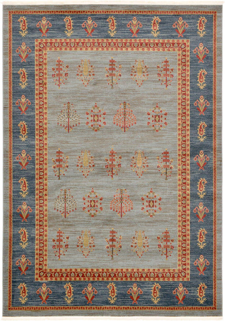 Light Blue 7' 1 x 10' Fars Rectangle Area Rug 100% Polypropylene Unique Traditional Carpet for Classical Living, Dining Room & Office Spaces for Sale at Rug Engine