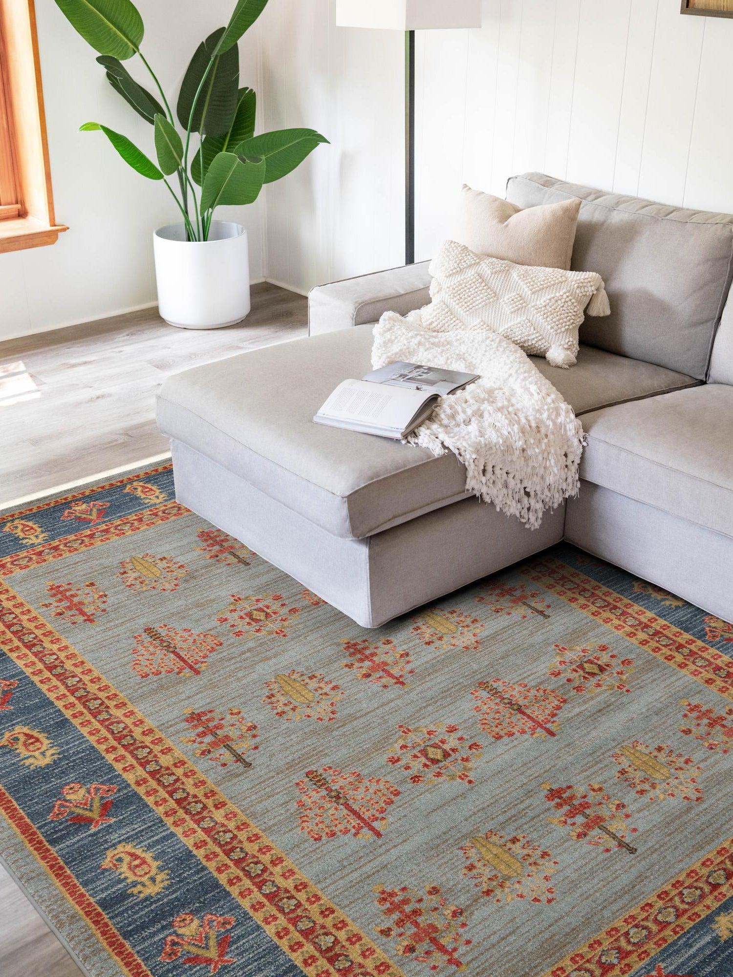 Light Blue 5' 1 x 8' Fars Rectangle Area Rug 100% Polypropylene Unique Traditional Carpet for Classical Living, Dining Room & Office Spaces for Sale at Rug Engine