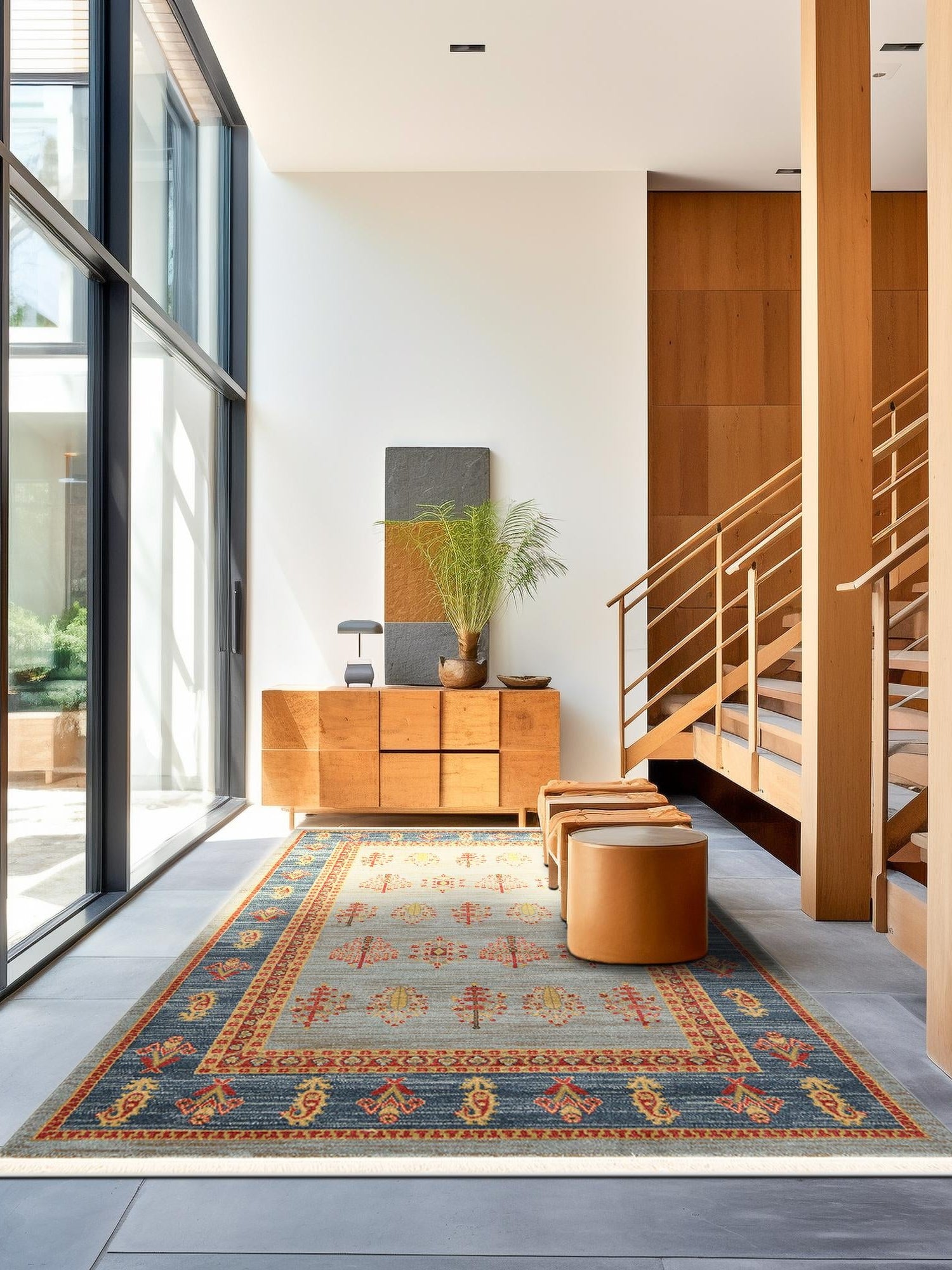 Light Blue 3' 1 x 5' 3 Fars Rectangle Area Rug 100% Polypropylene Unique Traditional Carpet for Classical Living, Dining Room & Office Spaces for Sale at Rug Engine