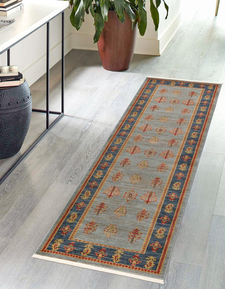 Light Blue 2' 7 x 10' Fars Runner Area Rug 100% Polypropylene Unique Traditional Carpet for Classical Living, Dining Room & Office Spaces for Sale at Rug Engine