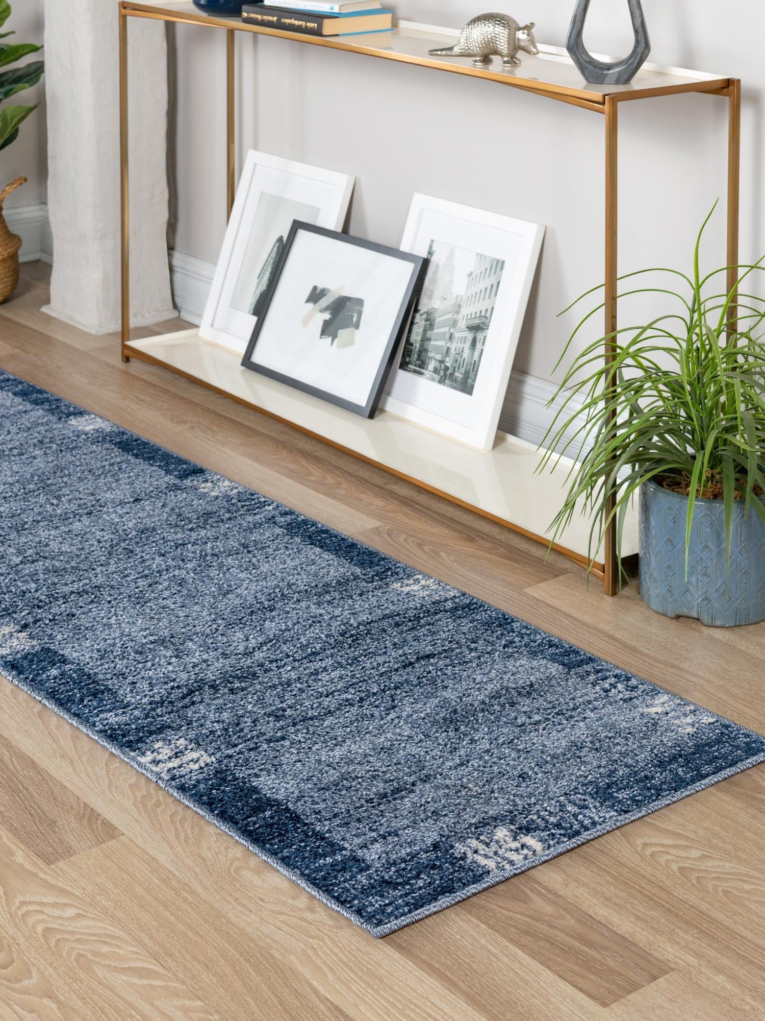 Light Blue 2' 7 x 10' Del Mar Runner Area Rug 100% Polypropylene Easy Clean Stain Resistant Vivid Modern Carpet Mat for Home Decor Interior Designing for Sale at Rug Engine