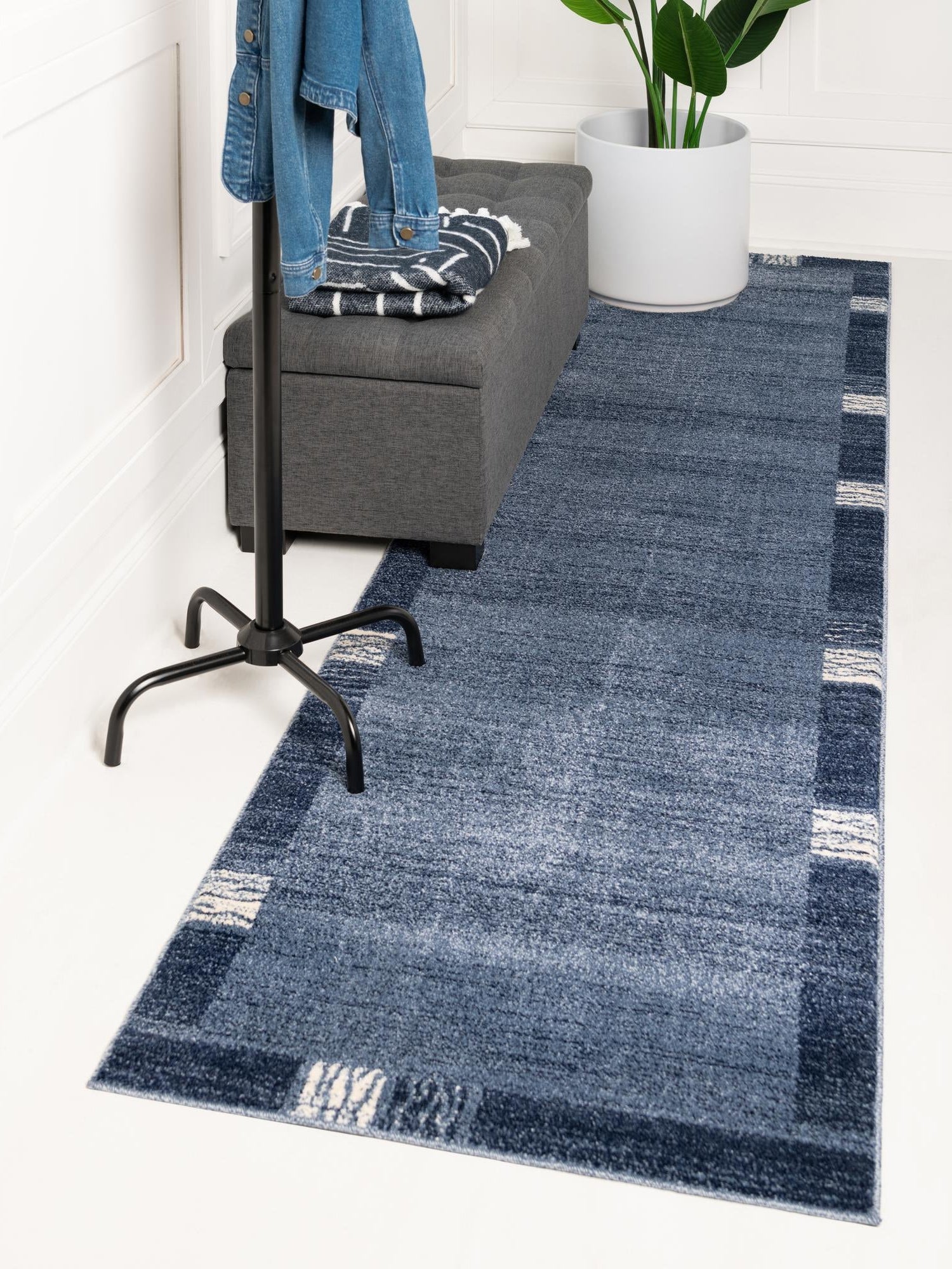 Light Blue 2' x 8' Del Mar Runner Area Rug 100% Polypropylene Easy Clean Stain Resistant Vivid Modern Carpet Mat for Home Decor Interior Designing for Sale at Rug Engine