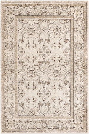 Ivory 6' 1 x 9' La Jolla Rectangle Area Rug 100% Polypropylene Traditional Pattern Easy Clean Carpet for Living, Dining, Bedroom, Office for Sale at Rug Engine