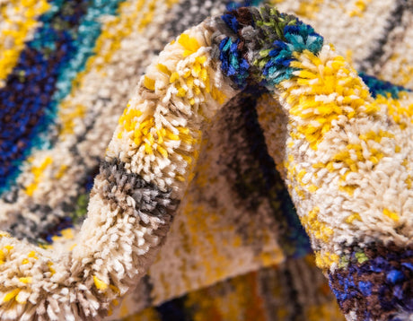 Yellow 8' x 8' Estrella Round Area Rug 100% Polypropylene Non-Shedding Stain Resistant Carpet Colorful Modern Abstract Design Easy Clean for Home Decor for Sale at Rug Engine