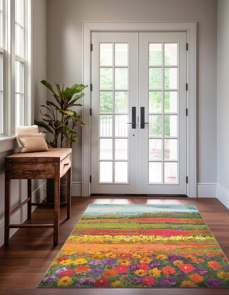 Multicolor 8' x 11' Estrella Rectangle Area Rug 100% Polypropylene Non-Shedding Stain Resistant Carpet Colorful Modern Abstract Design Easy Clean for Home Decor for Sale at Rug Engine