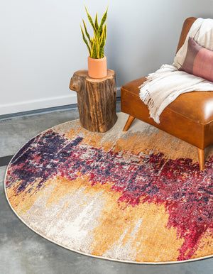 Orange 8' x 8' Estrella Round Rug