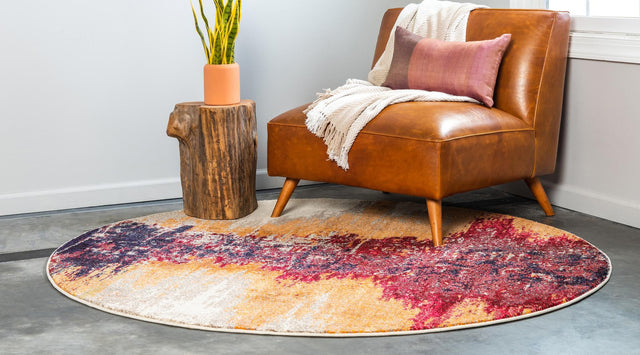 Orange 8' x 8' Estrella Round Rug