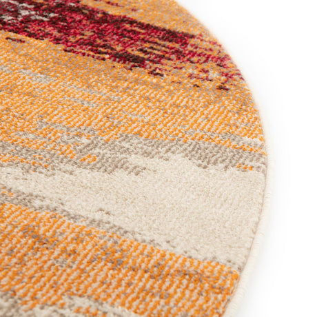 Orange 8' x 8' Estrella Round Area Rug 100% Polypropylene Non-Shedding Stain Resistant Carpet Colorful Modern Abstract Design Easy Clean for Home Decor for Sale at Rug Engine