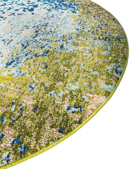 Blue 4' 1 x 4' 1 Estrella Round Area Rug 100% Polypropylene Non-Shedding Stain Resistant Carpet Colorful Modern Abstract Design Easy Clean for Home Decor for Sale at Rug Engine