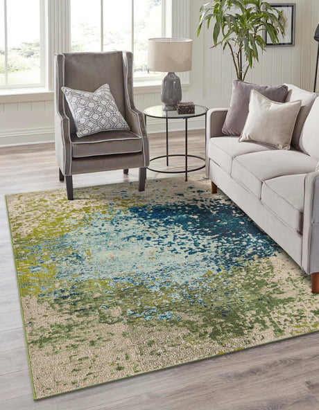 Blue 2' 2 x 3' 1 Estrella Rectangle Area Rug 100% Polypropylene Non-Shedding Stain Resistant Carpet Colorful Modern Abstract Design Easy Clean for Home Decor for Sale at Rug Engine