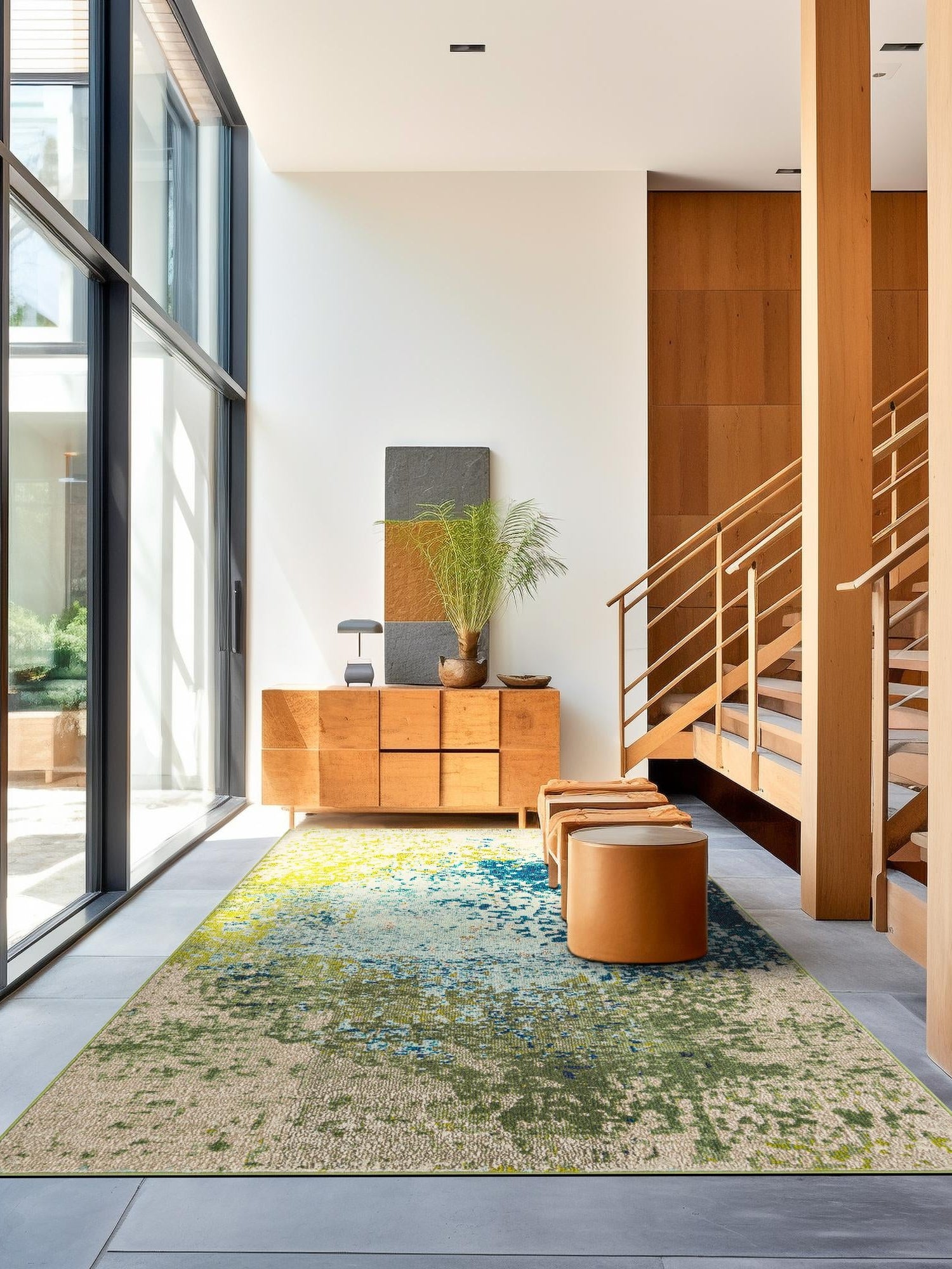 Blue 4' 1 x 6' 1 Estrella Rectangle Area Rug 100% Polypropylene Non-Shedding Stain Resistant Carpet Colorful Modern Abstract Design Easy Clean for Home Decor for Sale at Rug Engine