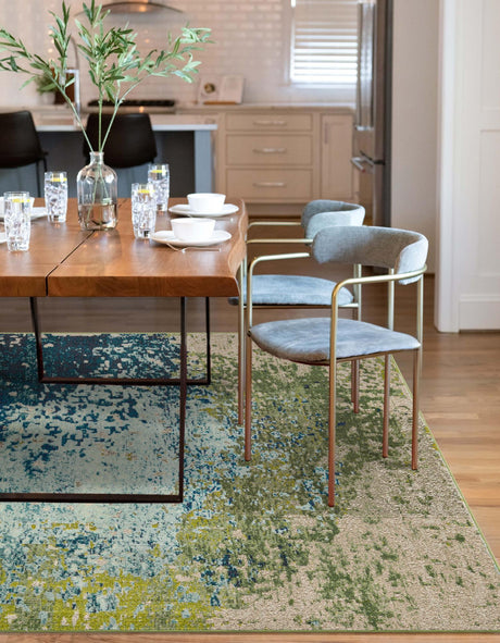 Blue 10' x 14' Estrella Rectangle Area Rug 100% Polypropylene Non-Shedding Stain Resistant Carpet Colorful Modern Abstract Design Easy Clean for Home Decor for Sale at Rug Engine