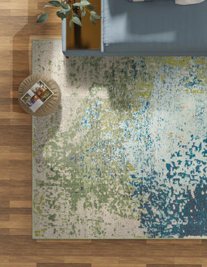 Blue 2' 2 x 3' 1 Estrella Rectangle Area Rug 100% Polypropylene Non-Shedding Stain Resistant Carpet Colorful Modern Abstract Design Easy Clean for Home Decor for Sale at Rug Engine