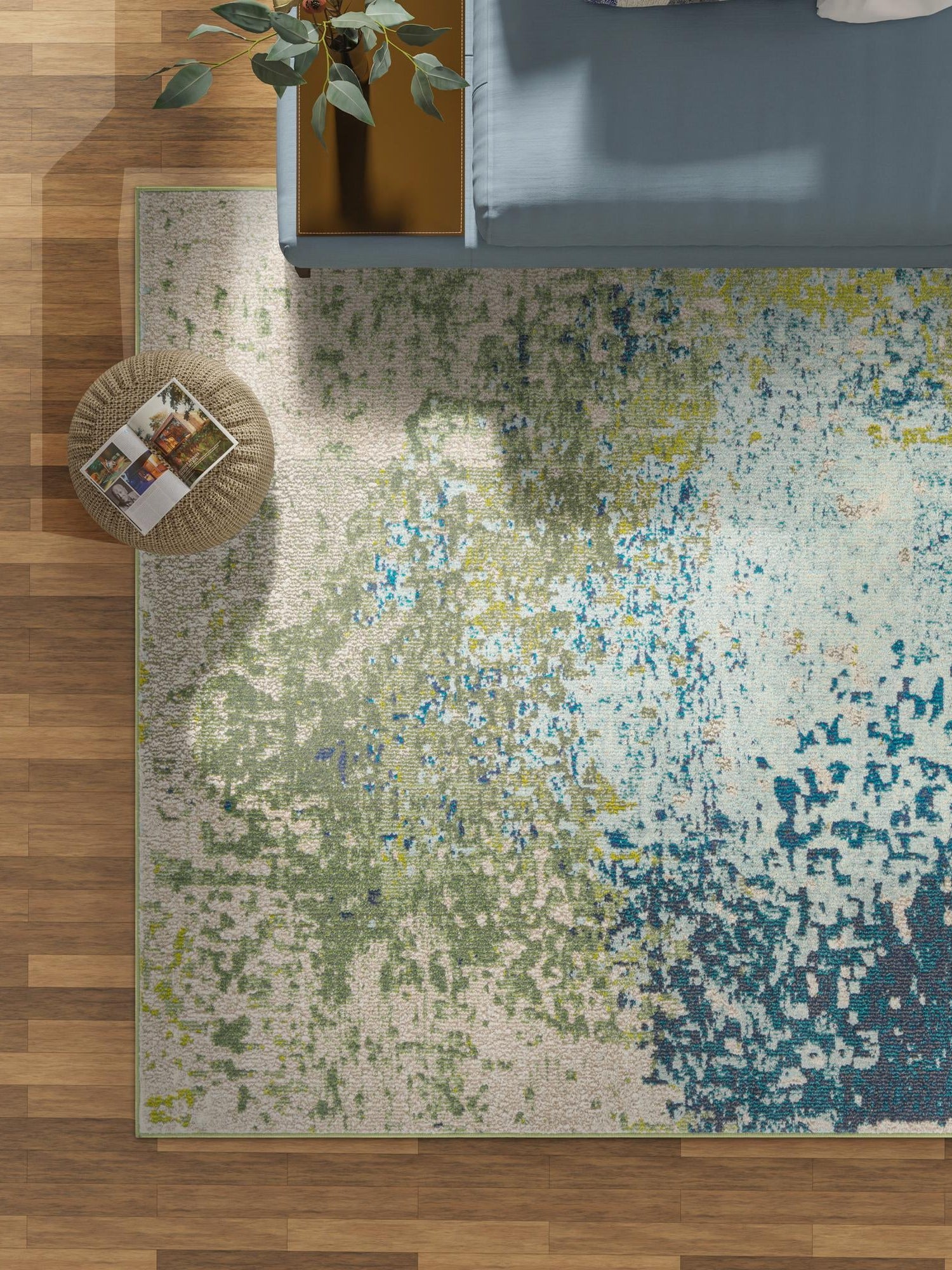 Blue 4' 1 x 6' 1 Estrella Rectangle Area Rug 100% Polypropylene Non-Shedding Stain Resistant Carpet Colorful Modern Abstract Design Easy Clean for Home Decor for Sale at Rug Engine