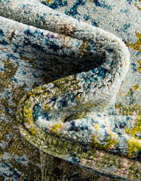 Blue 6' 1 x 9' Estrella Rectangle Area Rug 100% Polypropylene Non-Shedding Stain Resistant Carpet Colorful Modern Abstract Design Easy Clean for Home Decor for Sale at Rug Engine