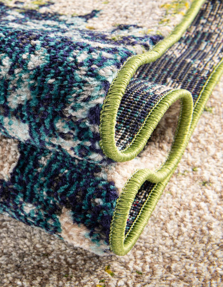 Blue 6' 1 x 9' Estrella Rectangle Area Rug 100% Polypropylene Non-Shedding Stain Resistant Carpet Colorful Modern Abstract Design Easy Clean for Home Decor for Sale at Rug Engine