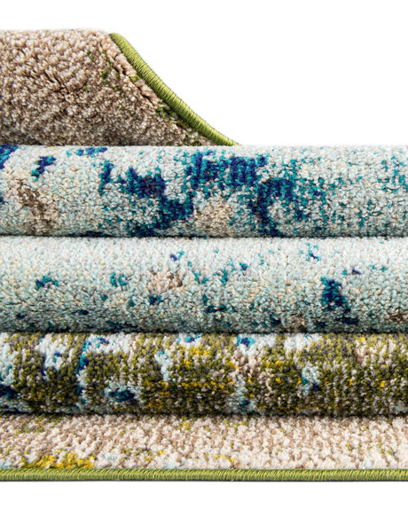 Blue 6' 1 x 9' Estrella Rectangle Area Rug 100% Polypropylene Non-Shedding Stain Resistant Carpet Colorful Modern Abstract Design Easy Clean for Home Decor for Sale at Rug Engine