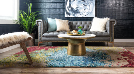 Blue 10' 6 x 16' 5 Estrella Rectangle Area Rug 100% Polypropylene Non-Shedding Stain Resistant Carpet Colorful Modern Abstract Design Easy Clean for Home Decor for Sale at Rug Engine