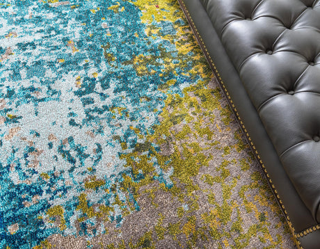 Blue 10' 6 x 16' 5 Estrella Rectangle Area Rug 100% Polypropylene Non-Shedding Stain Resistant Carpet Colorful Modern Abstract Design Easy Clean for Home Decor for Sale at Rug Engine