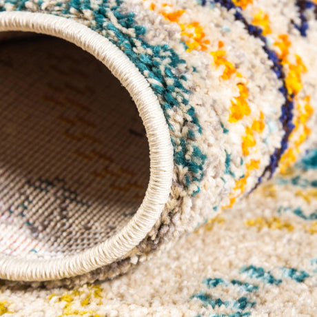 Beige 6' 1 x 6' 1 Estrella Round Area Rug 100% Polypropylene Non-Shedding Stain Resistant Carpet Colorful Modern Abstract Design Easy Clean for Home Decor for Sale at Rug Engine