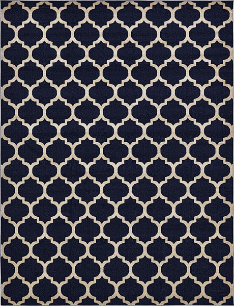 Dark Blue 10' x 13' 1 Trellis Rectangle Area Rug