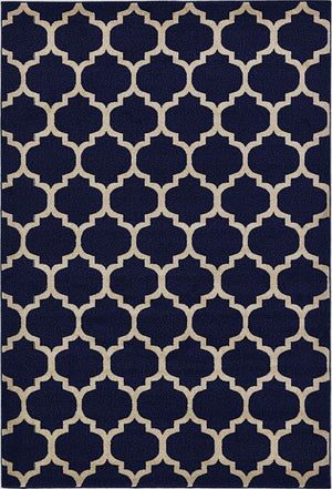 Dark Blue 6' 1 x 9' Trellis Rectangle Area Rug