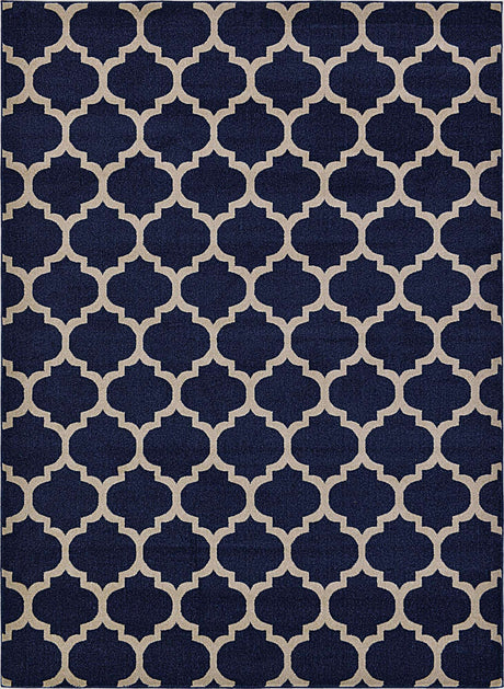 Dark Blue 7' 10 x 11' Trellis Rectangle Area Rug