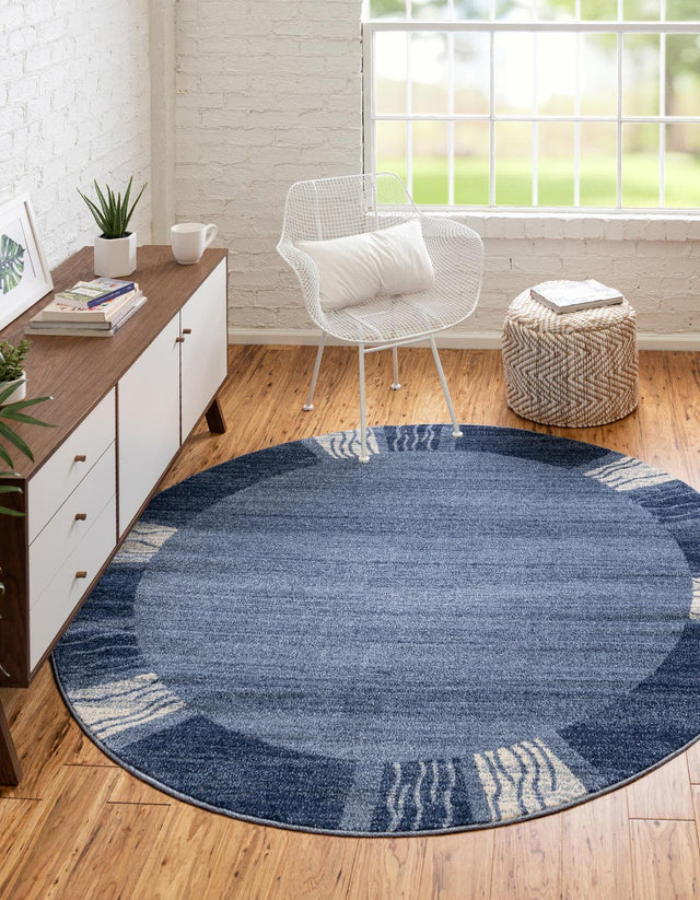 Light Blue 4' 1 x 4' 1 Del Mar Round Area Rug 100% Polypropylene Easy Clean Stain Resistant Vivid Modern Carpet Mat for Home Decor Interior Designing for Sale at Rug Engine