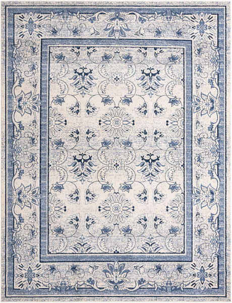 Ivory Blue 10' x 13' 1 La Jolla Rectangle Area Rug 100% Polypropylene Traditional Pattern Easy Clean Carpet for Living, Dining, Bedroom, Office for Sale at Rug Engine
