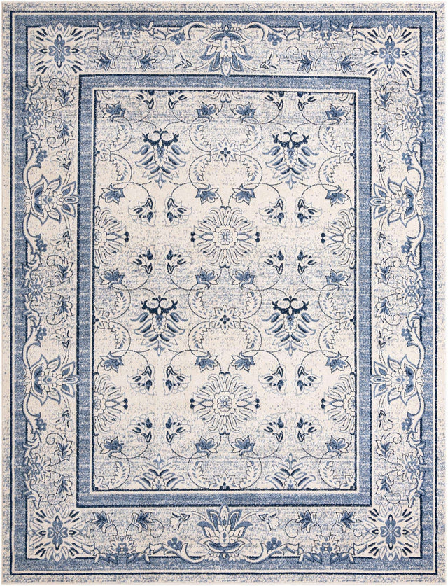 Ivory Blue 10' x 13' 1 La Jolla Rectangle Area Rug 100% Polypropylene Traditional Pattern Easy Clean Carpet for Living, Dining, Bedroom, Office for Sale at Rug Engine