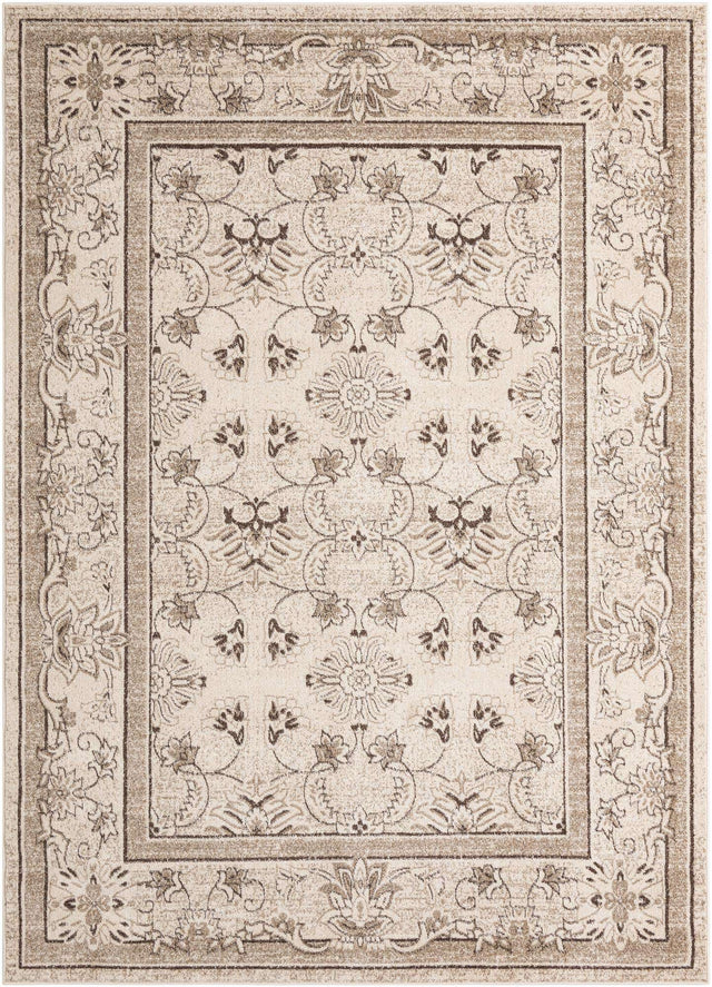 Ivory 7' 10 x 11' La Jolla Rectangle Area Rug 100% Polypropylene Traditional Pattern Easy Clean Carpet for Living, Dining, Bedroom, Office for Sale at Rug Engine