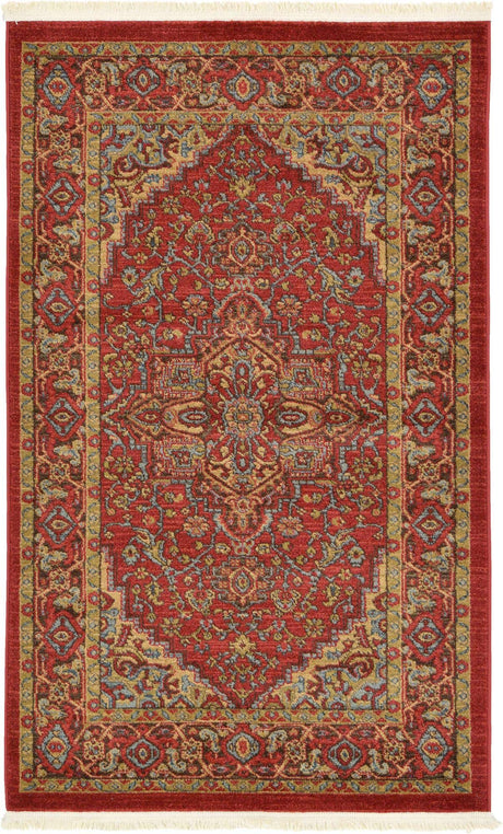 Red 3' 1 x 5' 3 Sahand Rectangle Area Rug Affordable Easy Clean Traditional Design Durable Carpet for Home Interior Design Living Room Dining Office for Sale at Rug Engine