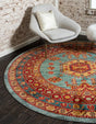 Light Blue 6' 1 x 6' 1 Sahand Round Area Rug Affordable Easy Clean Traditional Design Durable Carpet for Home Interior Design Living Room Dining Office for Sale at Rug Engine