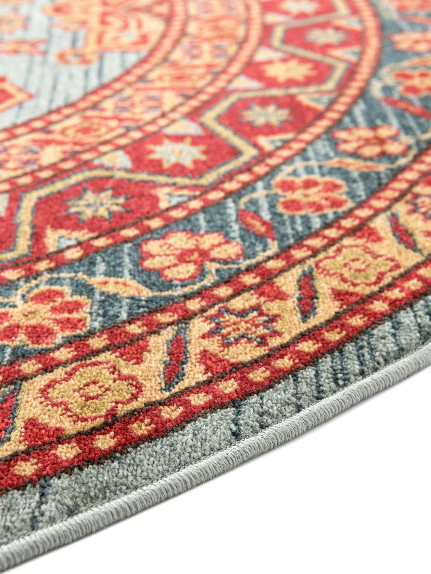 Light Blue 5' 1 x 5' 1 Sahand Round Area Rug Affordable Easy Clean Traditional Design Durable Carpet for Home Interior Design Living Room Dining Office for Sale at Rug Engine