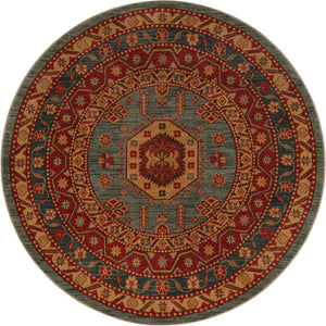 Light Blue 6' 1 x 6' 1 Sahand Round Area Rug Affordable Easy Clean Traditional Design Durable Carpet for Home Interior Design Living Room Dining Office for Sale at Rug Engine