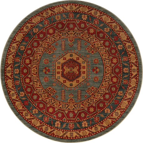 Light Blue 6' 1 x 6' 1 Sahand Round Area Rug Affordable Easy Clean Traditional Design Durable Carpet for Home Interior Design Living Room Dining Office for Sale at Rug Engine
