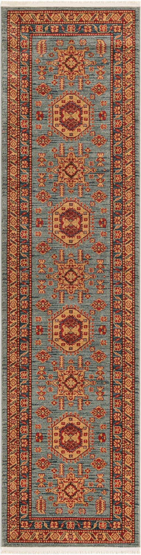 Light Blue 2' 7 x 10' Sahand Runner Area Rug Affordable Easy Clean Traditional Design Durable Carpet for Home Interior Design Living Room Dining Office for Sale at Rug Engine