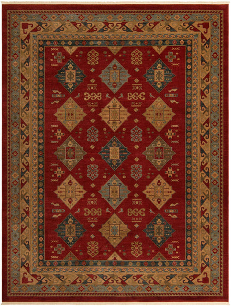 Red 9' x 12' Sahand Rectangle Area Rug Affordable Easy Clean Traditional Design Durable Carpet for Home Interior Design Living Room Dining Office for Sale at Rug Engine