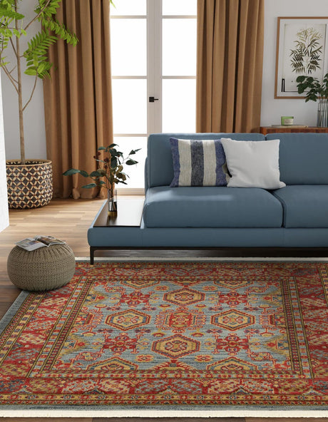 Light Blue 4' 1 x 4' 1 Sahand Square Area Rug Affordable Easy Clean Traditional Design Durable Carpet for Home Interior Design Living Room Dining Office for Sale at Rug Engine