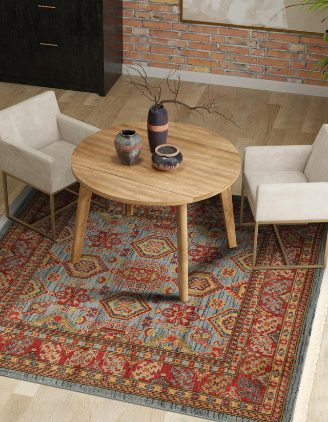 Light Blue 4' 1 x 4' 1 Sahand Square Area Rug Affordable Easy Clean Traditional Design Durable Carpet for Home Interior Design Living Room Dining Office for Sale at Rug Engine