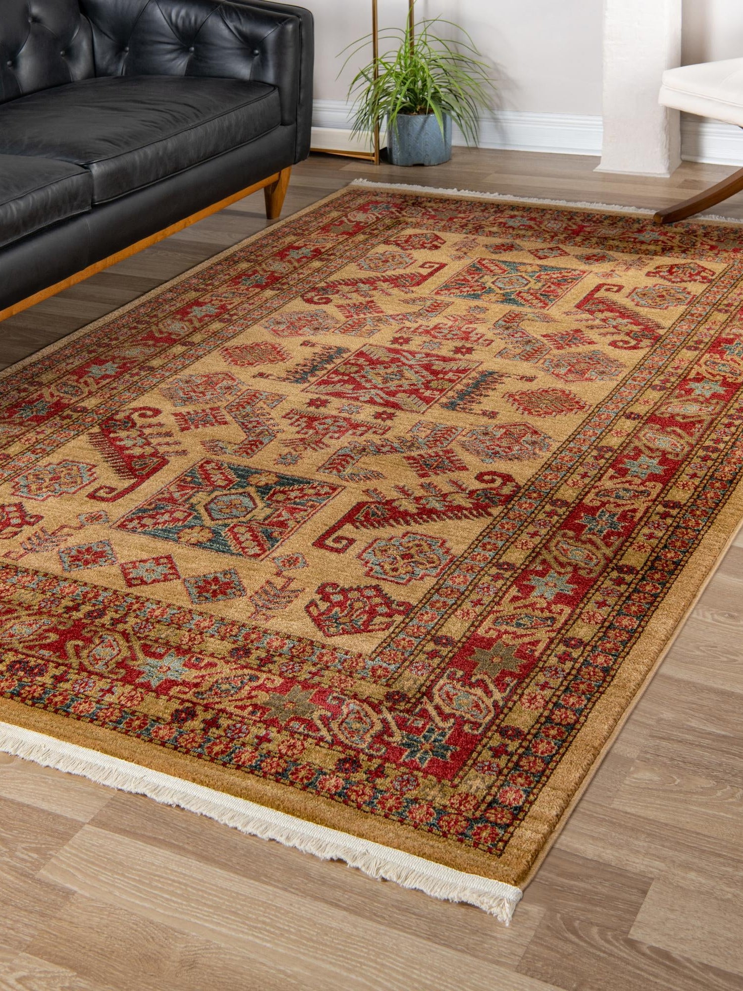 Beige 5' 1 x 8' Sahand Rectangle Area Rug Affordable Easy Clean Traditional Design Durable Carpet for Home Interior Design Living Room Dining Office for Sale at Rug Engine