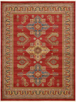 Red 9' x 12' Sahand Rectangle Area Rug Affordable Easy Clean Traditional Design Durable Carpet for Home Interior Design Living Room Dining Office for Sale at Rug Engine