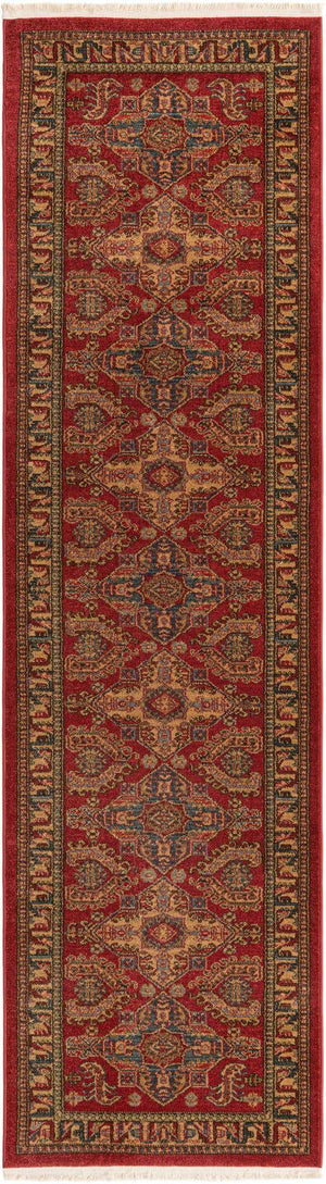 Red 2' 7 x 10' Sahand Runner Area Rug Affordable Easy Clean Traditional Design Durable Carpet for Home Interior Design Living Room Dining Office for Sale at Rug Engine
