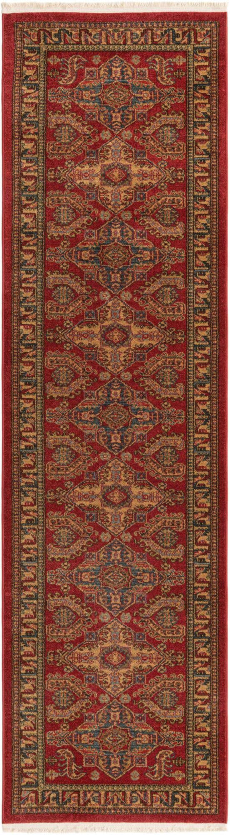 Red 2' 7 x 10' Sahand Runner Area Rug Affordable Easy Clean Traditional Design Durable Carpet for Home Interior Design Living Room Dining Office for Sale at Rug Engine