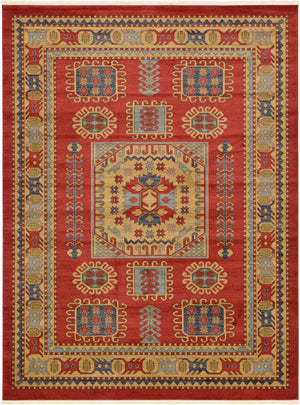 Red 9' x 12' Sahand Rectangle Area Rug Affordable Easy Clean Traditional Design Durable Carpet for Home Interior Design Living Room Dining Office for Sale at Rug Engine